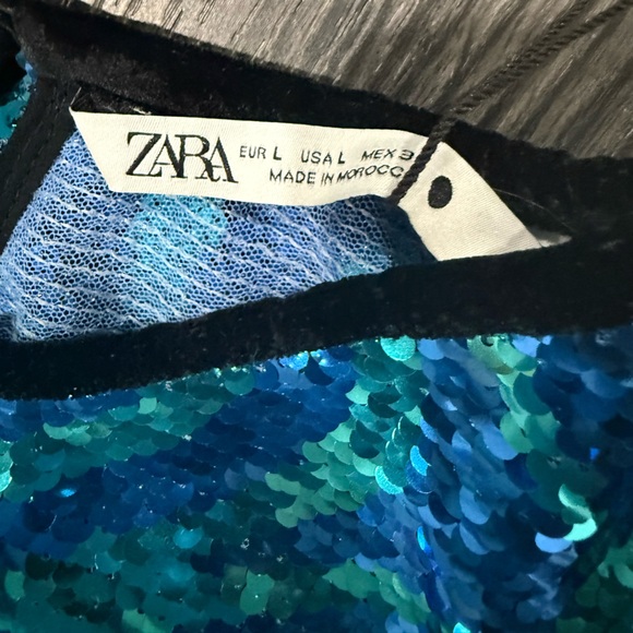 Zara Teal and Black Sequin Top - Picture 6 of 7